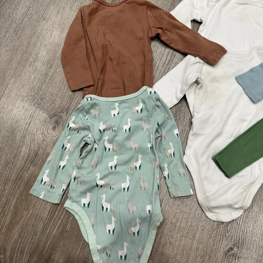 Baby Long Sleeve Bodysuit Bundle 6-9M HM Cloud Island Carter's Llama Ribbed‎ 5pc
